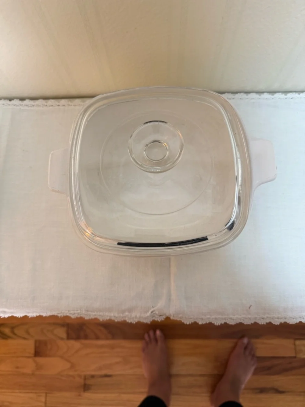 Corningware White Dish with Light‎ Blue Logo